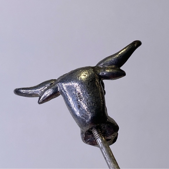 3 Vintage Metzke Pewter 1980 Pig Head Long Horn Steer Cattle 12.5" Long Skewers - Picture 6 of 10